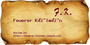 Feuerer Kálmán névjegykártya